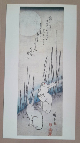 Hiroshige moon rabbits print - rabbits,