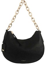Radley Bliss Crescent Black Leather Chunky Chain Medium Shoulder Hobo Bag