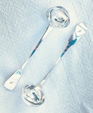 EARLY VICTORIAN PAIR OF SCOTTISH SILVER SAUCE LADLES  - Glasgow, 1839.