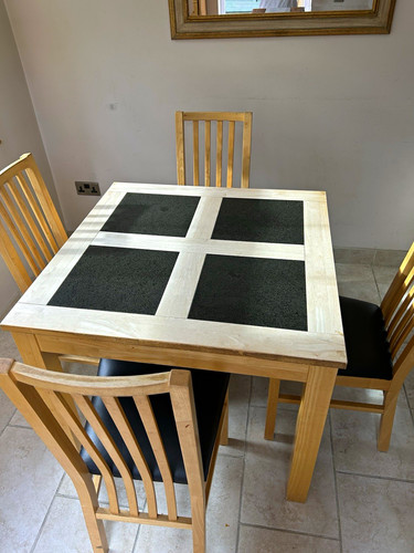 Square wood dining table - dining, with