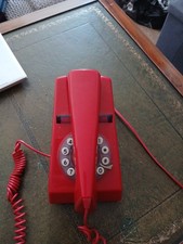 Retro 70s Red Wild & Wolf Red Push Button Trim Phone Vintage