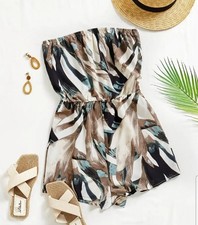 New Strapless leaf print