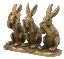 SALE PRICE Three Wise Hares Bronze Resin Statue See Hear Speak No Evil Leonardo