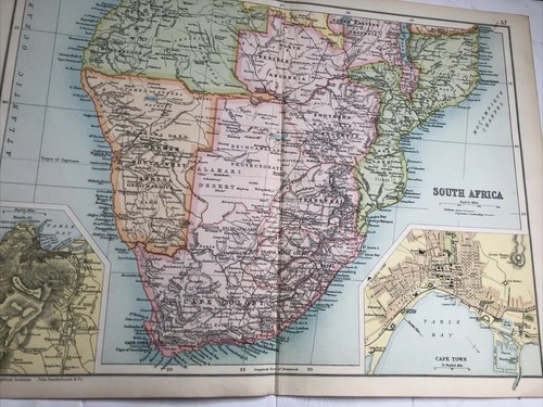 1910 antique map south - map, of