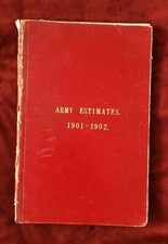 British Militaria : Vintage Book Ledger : Army Estimates For 1901- 1902 Military