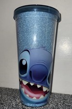Disney Blue Stitch Tumbler/Cup Without Straw, Sparkly Large Plastic