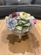 Vintage Royal Doulton Bone China Flower Posy Bouquet in White Bowl