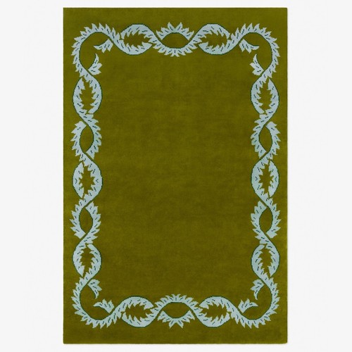 Hand tufted olive green - green, wool