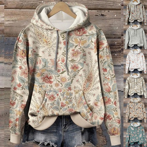 Ladies pullover floral - floral, fleece