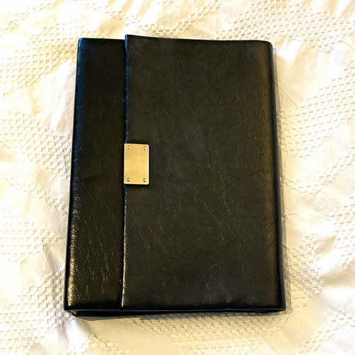 Black faux leather clutch - , hand