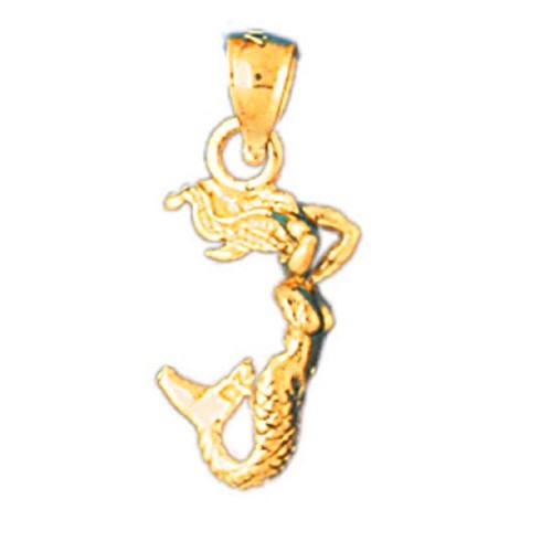 14k yellow gold mermaid - yellow,