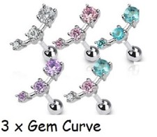CZ Gem Tragus Bar Helix CARTILAGE Upper Ear Piercing Stud Top Earring UK SELLER