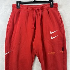 Nike NSW Double Swoosh Fleece Jogger Sweatpants Size Medium Red Y2K - Stained