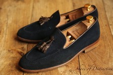Russell & Bromley George Blue Suede Leather Tasselled Shoes Loafers Mens UK 8