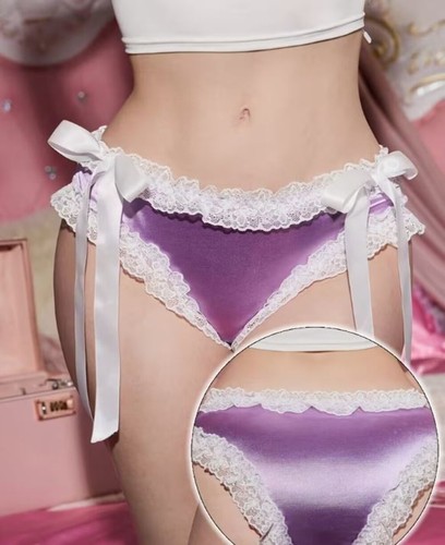 Purple satin lace frilly - satin,