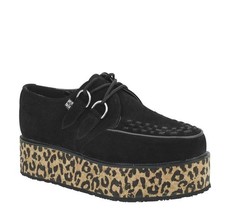 T.U.K. A8639 Viva 2 Ring Round Toe High Creeper Black Suede / Leo Cork Yo Wrap