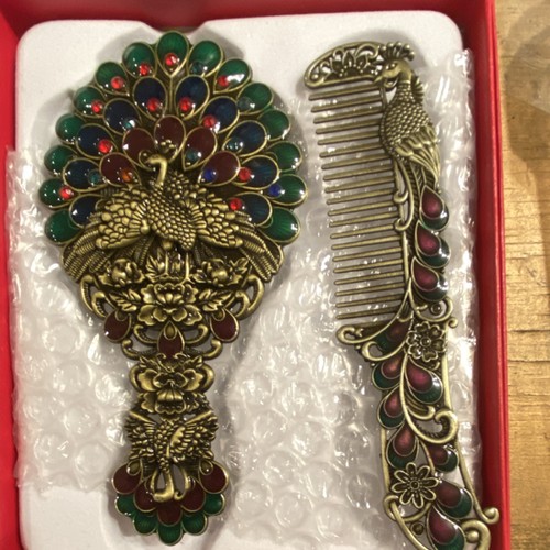 Ornate peacock handmirror - ornate,