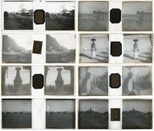 8 x Small Glass Stereoviews - CHINA  - c. early 1900s