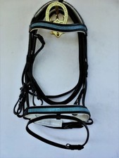 COMFORT BRIDLE BLUE DIAMONTE LEATHER WHITE PADDING + REINS FULL & X-FULL BROWN