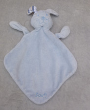Tesco F&F Blue Doug Puppy Dog Flat Baby Comforter Blanket Soother Blankie