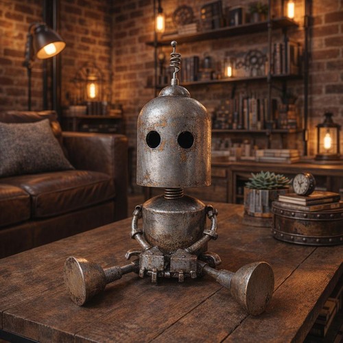 Silver robot bobblehead - silver,
