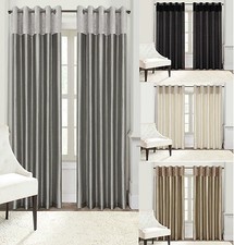 Plush Faux Velvet Eyelet Ring Top Ready Made Lined Curtains