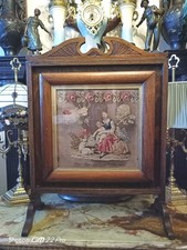 Antique Victorian Fireplace Screen Petit Point  Signed Mary Jane Siswick  1849