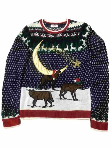 Mens blue reindeer wolves - blue,