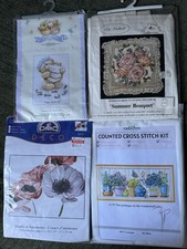 Cross Stitch Kits Bundle Of 4 DMC Floral Forever Friends Birthday E144