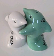 ? Mallorca Novelty Salt & Pepper Shakers Pots Hugging Dolphins - NEW