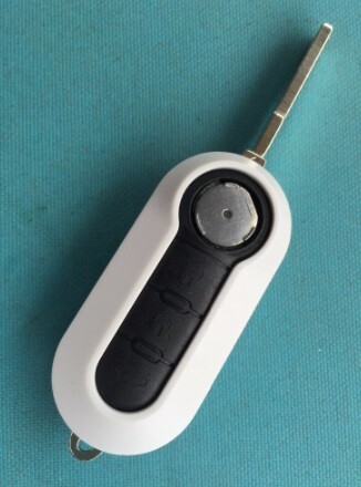 White button remote fob - button,