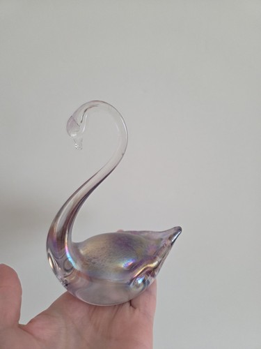 Heron glass iridescent - heron, pink
