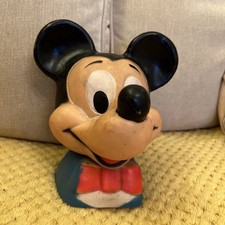 Vintage 1971 MICKEY MOUSE Head Plastic Coin Piggy Bank Money Box With Stopper