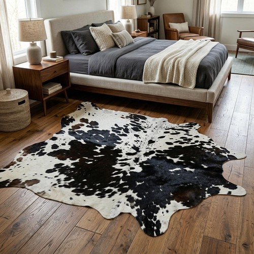 Genuine black white - &, cowhide