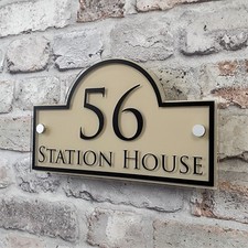 HOUSE NUMBER PLAQUE DOOR SIGN PERSONALISED NAME ADDRESS PLATE GLASS EFFECT LARGE