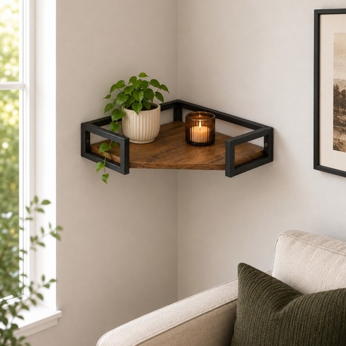 Corner wall shelf - corner, industrial