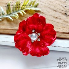 Dark Red Enamel Peony Flower