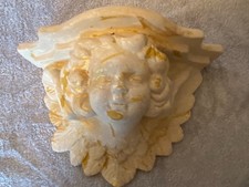 Vintage WALL SHELF/Plant Holder  Cherub Angel Head POTTERY CERAMIC  28.5cm long