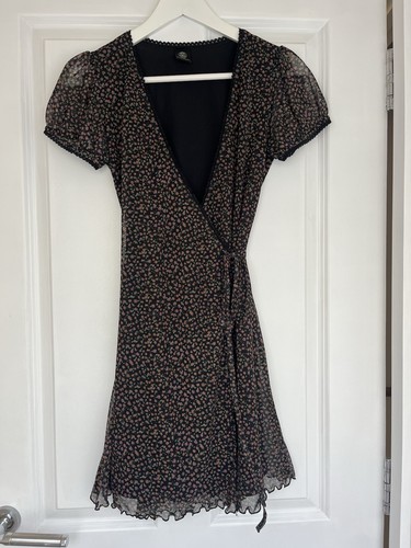 Black mesh mini wrap dress - uo,