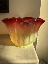 Vaseline hobnail cranberry yellow striped antique oil lamp shade