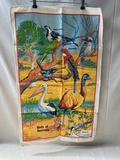 Vintage Birds Of Australia Tea Towel Pure Linen Souvenir Tourist Gift Animal