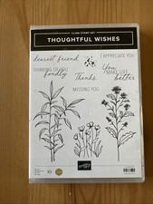 Stampin' Up! Thoughtful Wishes Cling Stamp Set - 10 Red Rubber Stamps