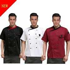 Chef Jacket Coat Chef Uniform Mens Kitchen Short Sleeve Cooker Work Restaurant