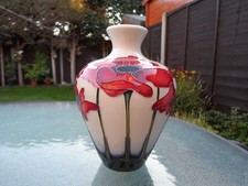 MOORCROFT   POTTERY.  RED POPPY  DESIGN  VASE . DATED DECEMBER 2017