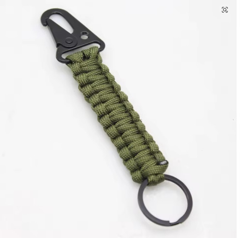Army green paracord keychain - green,