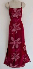 ? MONSOON SIZE 16 Beautiful Ladies Vintage Long Red Patterned Maxi Dress Ref15.
