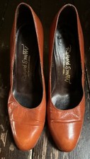 Vtg 70s Burnt Orange Leather RICHARD SMITH CHELSEA COBBLER High Heel Shoe 37 4