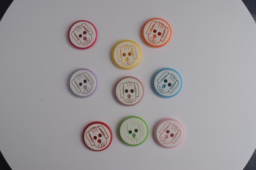 Dog face button hole flat - button,