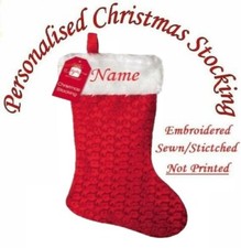 PERSONALISED CHRISTMAS STOCKING Deluxe Luxury Stockings XMAS GIFT Embroidered UK