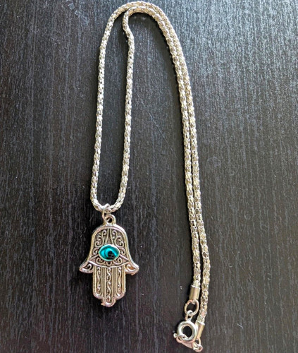 Silver plated hamsa hand evil - plated,